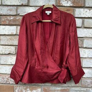 Coldwater Creek Shimmery Red Wrap Top